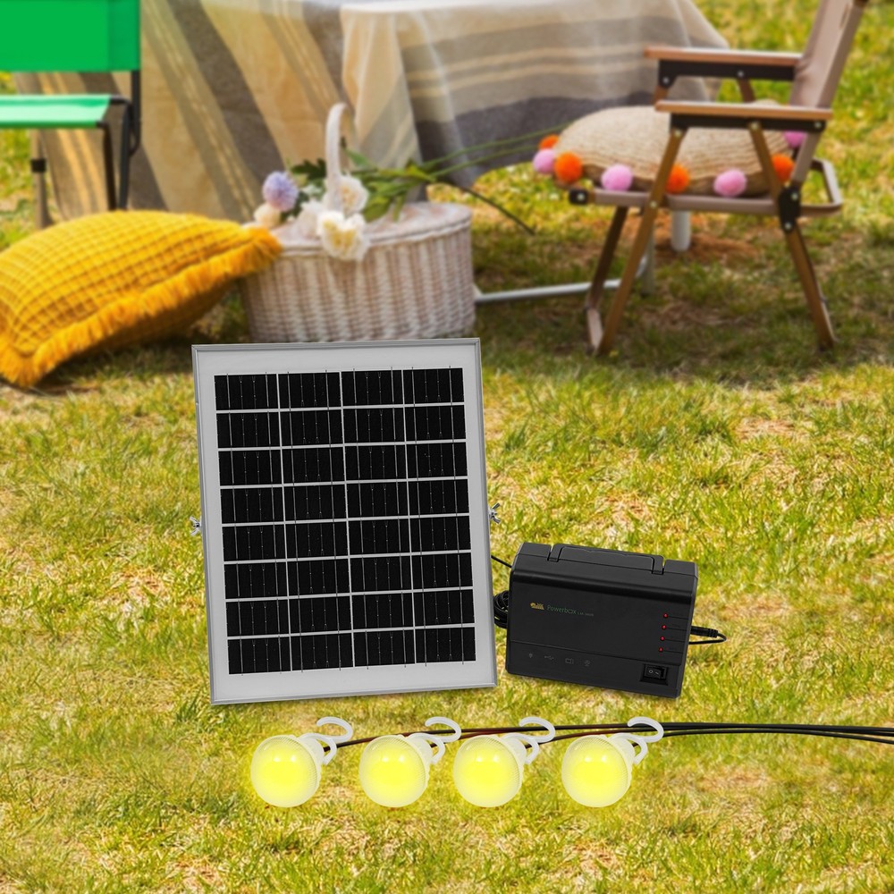 Portable Station Solar Panel Power Inverter Electric Generator Set +4 LED Light
