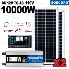10000W Inverter (12V-110V/220V) + 2pcs Solar Panels + Charge Controller 100A