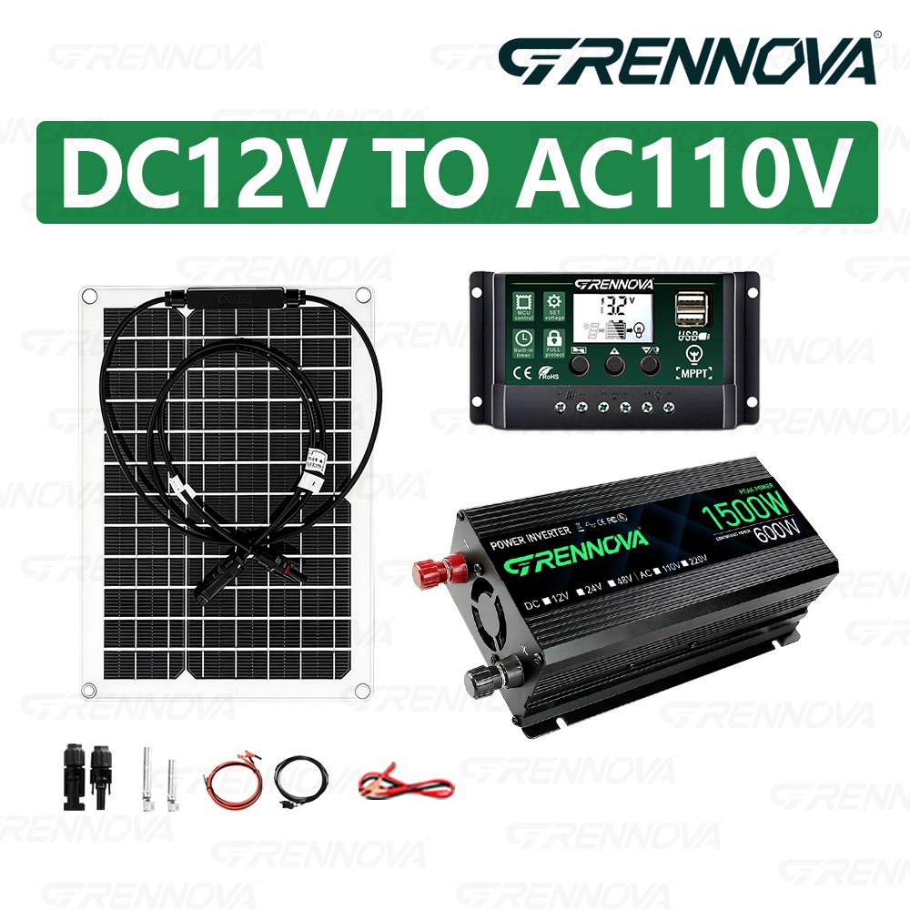 Grennova 1500W Complete Set Plug and Play Real 12V To 110V/220V Power Inverter-