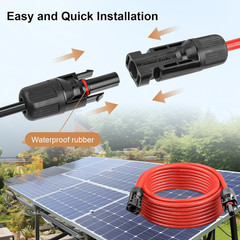 Solar Panel Extension Cable – 10AWG 50FT Solar Wire with Waterproof Male & Femal