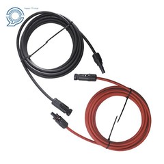 10 AWG Solar Panel Extension Cable Wire Connector 1 Pair 15ft Black + Red
