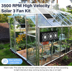 Solar 3 Fan Kit, Waterproofed Solar Powered Fans for Outdoor Chicken Coop, Green