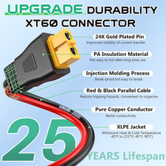 12AWG XT60 Solar Cable 30FT, Solar to XT60 Cable 3 10 15 20 25 40 50FT, Solar Pa