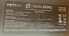 GoalZero Yeti 400 AGM Lead-Acid Portable Power Station with power supply