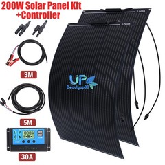 200W 100W Flexible Ultra Thin Solar Panel Kit 18V Mono for RV Camping Off-Grid