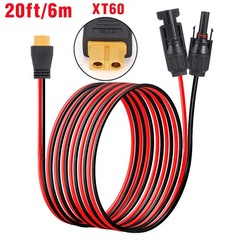 12 AWG 20 ft XT60 Female to Solar Connector Solar Panel Extension Charging Cable