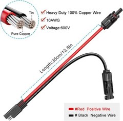 ELECTOP Solar Panel Connector Cable, 10AWG SAE Connector to Male & Female Sol…