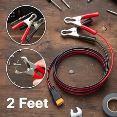 XT60 Connector Cable with 12V DC Battery Alligator Clips Battery Clamp 2 feet