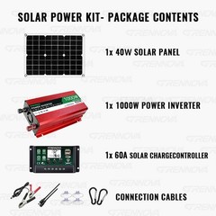 Grennova 1000W Outdoor Solar Kit 60A MPPT Dual Voltage Home Backup Power