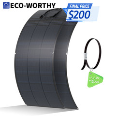 ECO-WORTHY 2Pack 200W Flexible HJT Solar Panel 18V ETFE 18BB 25% High Efficiency