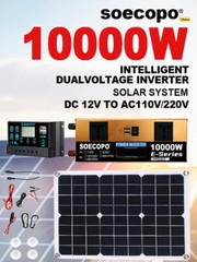 10000W Solar Kit 500W Panel 100A MPPT Controller DC Cable 12V/24V to 220V/110V
