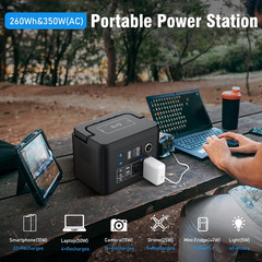 Portable Power Station 350W, 260Wh/70,000Mah Backup Lithium Battery, 110V Pure S