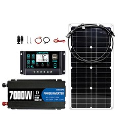 SOECOPO 7000W Peak Solar System Kit Flexible Panel 100A Controller 12V To 110V