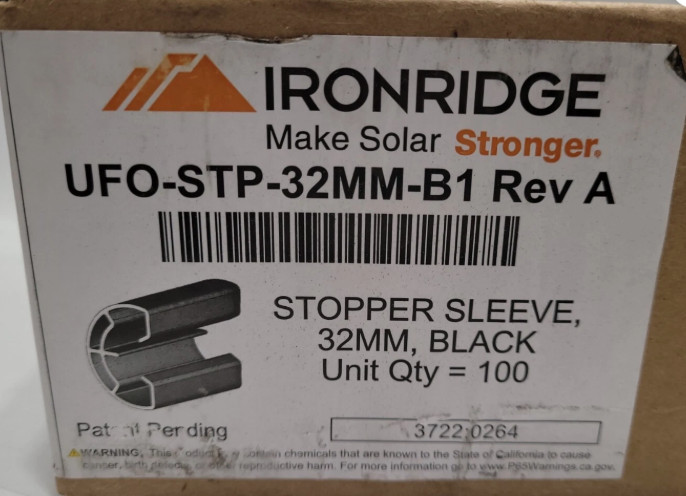Ironridge UFO-STP-32mm-B1 Rev A Stopper Sleeves Black 32mm