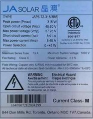 LOT OF 25 JA Solar 305 Watt Multicrystalline Solar Panels PN: JAP6-72-305/3BB