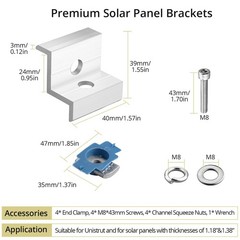 10pcs Solar Panel End Clamp for Standard Unistrut, Aluminum 30mm/35mm Solar P…