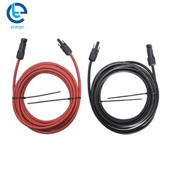 25 Feet Extension Cable Wire Connector Solar Panel 12AWG Black + Red 1 Pair