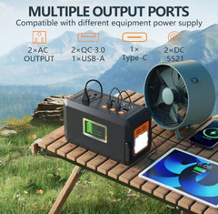Estación portátil 120W 88Wh con salida AC, USB y luz LED para emergencia, Nuevo