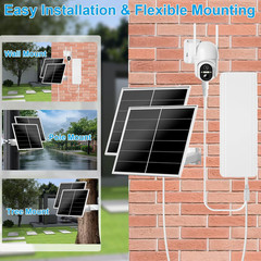 40W Solar Panel Kit and 24000Mah Battery for PTZ Security Cameras, 5V/12V Adjust