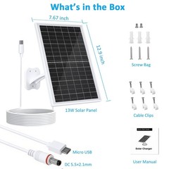 FUTUREZEN 13W Solar Panel for Security Cameras & Trail Cameras, USB-C, Micro …