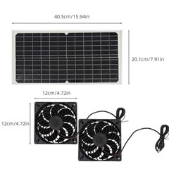 Solar Panel Dual Fan Kit 20W Waterproof Pro Outdoor Dog House Chicken Coop Shed