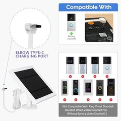 for Ring Doorbell Solar Panel – 4W Charger, Compatible with Battery Doorbells,