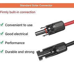 10AWG Solar Panel Extension Cable 50FT Black+Red Cable Flexible Wire Connectors
