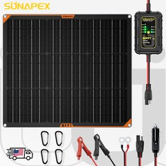 SUNAPEX 50W Flexible Solar Battery Charger Maintaine with MPPT Charge Controller