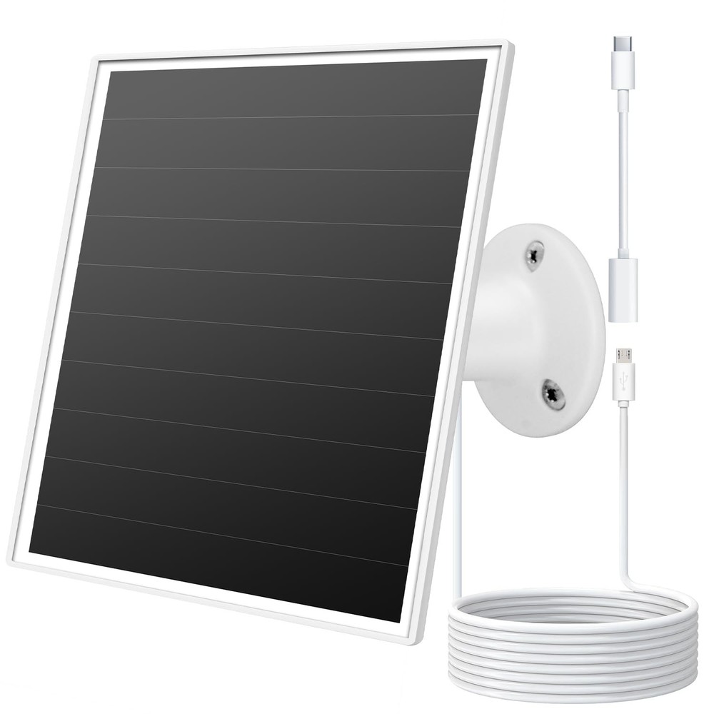 6W Solar Panel for Outdoor Security Camera with Micro USB & USB – C Port, Sol…