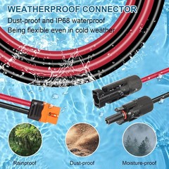Heavy-Duty 50ft 10AWG Solar Panel to XT60i Cable | 600V | Waterproof Connector