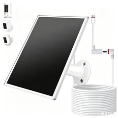 VERVERAY Solar Panel for Ring Camera 6W Solar Charger with USB C & Barrel Plug