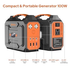 Portable Power Station with 40W Solar Panel, 100W Solar Powered Black Gray