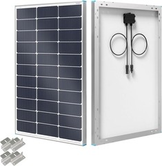 N-Type 100 Watt Solar Panel with Mounting Z Brackets, 16BB 100W Solar Panel 12V,