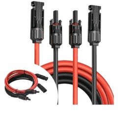 6Ft 12 AWG Solar Panel Extension Cable PV Wire Solar Connector Pair Black & Red