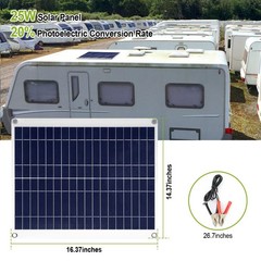 Outdoor Solar Panel 12V 25W Car Battery Charger IP68 Waterproof w/ 3.0A Dual USB