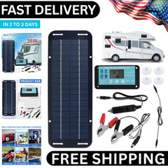 30W Solar Panel 12V Trickle Charger Battery Charger Kit Maintainer Boat Car RV..