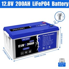 PFCTART 12.8V 200AH LiFePO4 Deep Cycle Lithium Battery for RV Camping Off-Grid