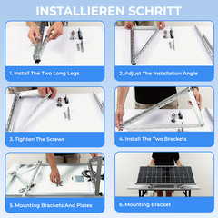 45in Adjustable Solar Panel Mounting Brackets Kit System for 8 Solar Panels