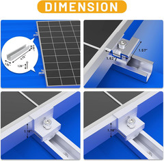 Solar Panel Mounting Brackets Mid and End Clamps and Rails Kit | for Roofing Sol