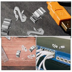 30Pcs Reusable Stainless Steel Wire Clamps for Solar Panel Cables Silver Color