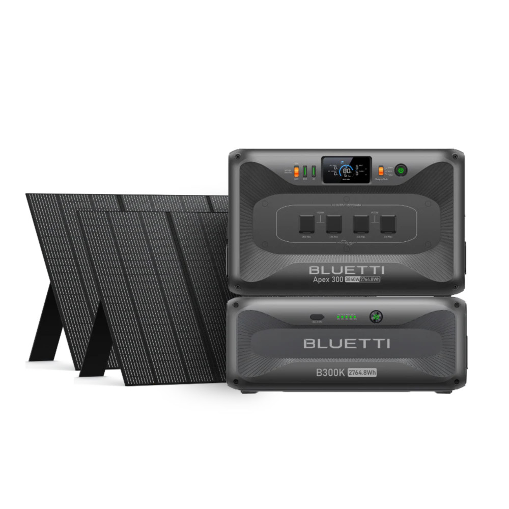 BLUETTI Apex 300 Power Station + B300K Battery + QTY 2 OF 350W Solar Panels