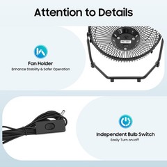 Solar Lighting & Fan Kit with 3 Bulbs USB Charging for Home Outdoor Camping