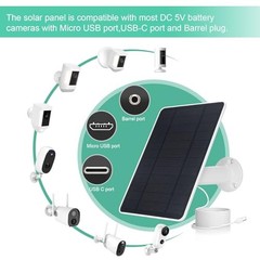 USB Solar Panel for Ring Camera – Type-C Solar Panel Charger 5v 6w with 10ft