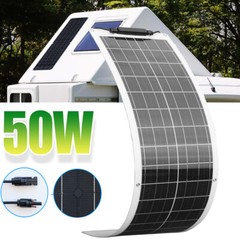Solar Panel 50W Flexible Monocrystalline Module for 12V Battery RV Camping Boat