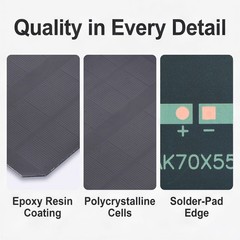 2Pcs 6V 3W 500mA Mini Monocrystalline Solar Panel 5.7×5.7″/145x145mm