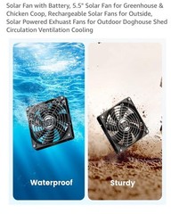 5.5” Solar Greenhouse Fan, 30W Chicken Coop Fan | Free Shipping
