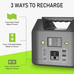 Portable Power Station 150W 155Wh Battery Pack with AC Outlet & 6 Outputs, LED L