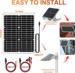 12V 20W Waterproof Solar Battery Charger with MPPT for AGM & Lifepo4 Batteries