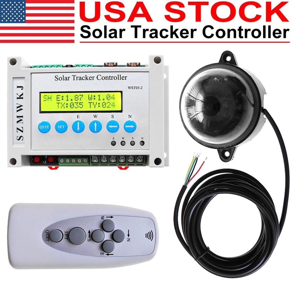 LCD Dual Axis Solar Tracker Controller W/ Remote Solar Panel Auto Tracking Kits