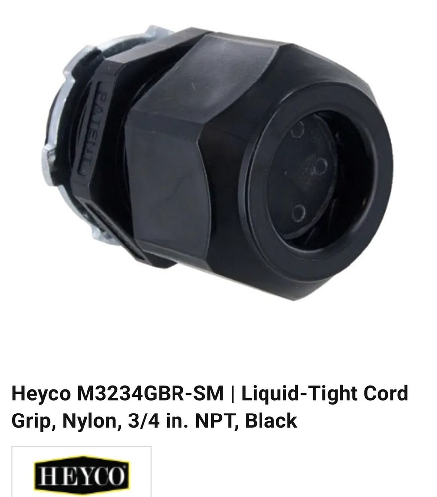 Genuine Heyco 3/4” NPT Nylon CGB Connector Liquid Tight W/ Lockring (pack Of 10)